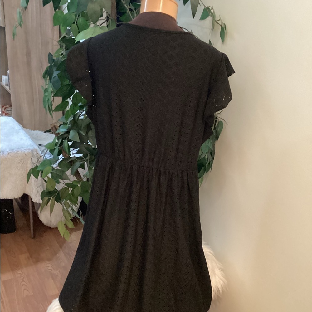 Shein black sleeveless with ruffle v neck midi dress Woman’s size 2X - Picture 4 of 13
